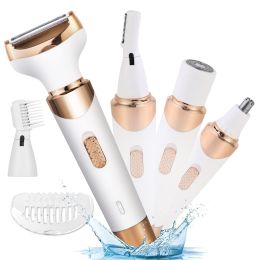 4 In 1 Women Electric Hair Shaver USB Rechargeable Hair Remover Cordless Eyebrow Nose Hair Trimmer